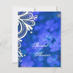 modern elegant sapphire blue en white lace kaart