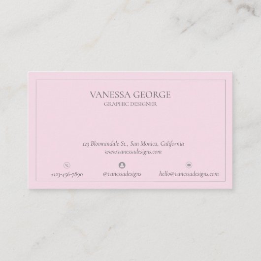 Modern Elegant Schattige Roze Grijs Monogram Custo Visitekaartje (Achterkant)