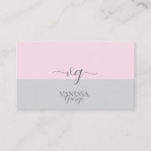 Modern Elegant Schattige Roze Grijs Monogram Custo Visitekaartje (Voorkant)