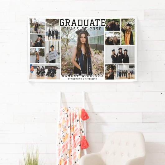 Modern Elegant Script 13 Foto Afstuderen Spandoek (Insitu)