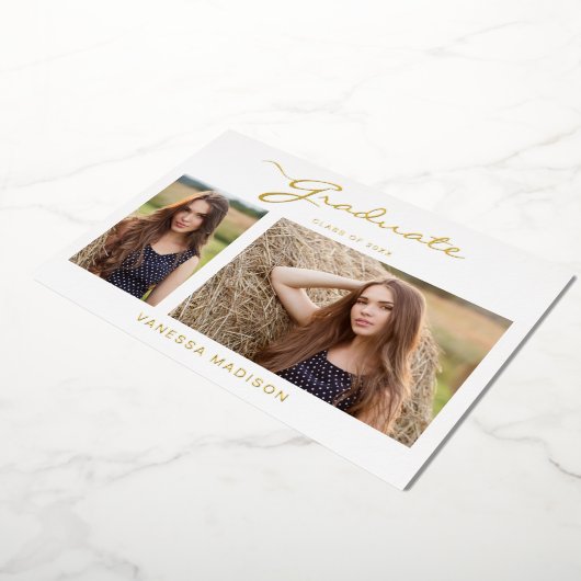 Modern elegant script | 2 Aankondiging foto-Afstud (Gedraaid)