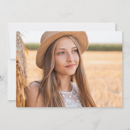 Modern Elegant Script 2 Sided Photo Afstudeerder Aankondiging (Achterkant)