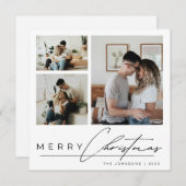 Modern Elegant Script 3 Photo Collage Christmas Feestdagenkaart (Voorkant / Achterkant)