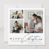 Modern Elegant Script 3 Photo Collage Christmas Feestdagenkaart (Voorkant)