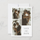 Modern Elegant Script 3 Photo Minimalist Wedding Save The Date (Voorkant)