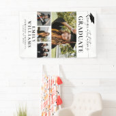 Modern Elegant Script 4 Foto Verticaal Afstuderen Spandoek (Insitu)