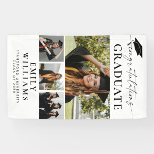 Modern Elegant Script 4 Foto Verticaal Afstuderen Spandoek