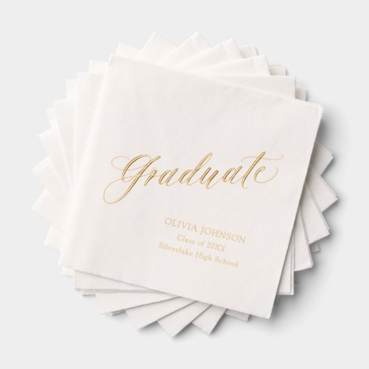 Modern Elegant Script Afstuderen eenvoudig Afstude Folie Servetten (Insitu (Gestapeld))