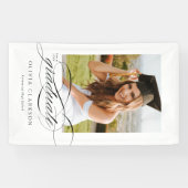 Modern Elegant Script Afstuderen Fotofeestje Spandoek (Horizontaal)