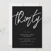 Modern Elegant Script Black 30th Birthday Kaart (Voorkant)