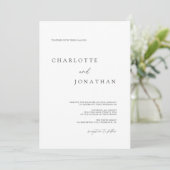 Modern Elegant Script Black and White Wedding Invi Kaart (Staand voorkant)