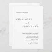 Modern Elegant Script Black and White Wedding Invi Kaart (Voorkant / Achterkant)