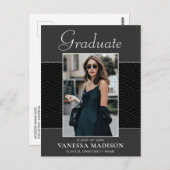 Modern | Elegant Script Black Grey 1 Photo Afstude Briefkaart (Voorkant / Achterkant)