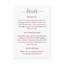 Modern Elegant Script Bourgogne Red Wedding Detail