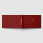 Modern Elegant Script Bourgogne Wedding Gold Gastenboek (Volledig)