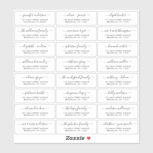 Modern Elegant Script Bruiloft Gast Adres Label (Vel)