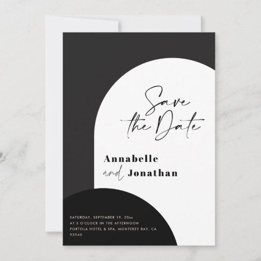 modern elegant script bruiloft met zwarte en witte kaart (Voorkant)