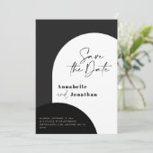 modern elegant script bruiloft met zwarte en witte kaart (Staand voorkant)