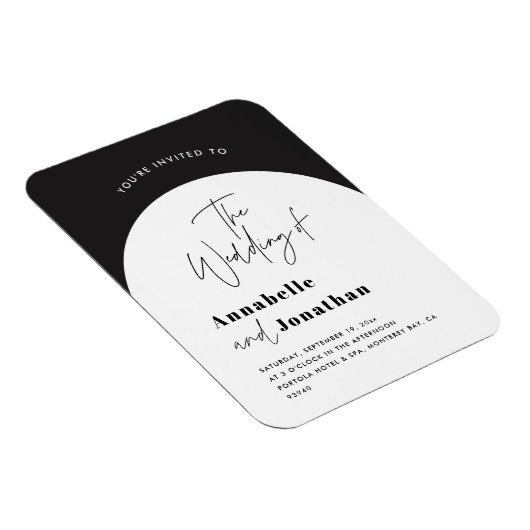 modern elegant script bruiloft met zwarte en witte magneet (Rechterzijde)