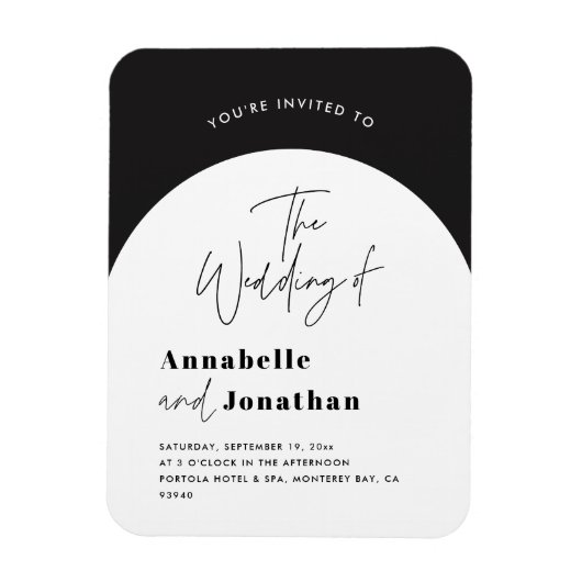 modern elegant script bruiloft met zwarte en witte magneet (Verticaal)