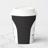 modern elegant script bruiloft met zwarte en witte papieren bekers (Links)
