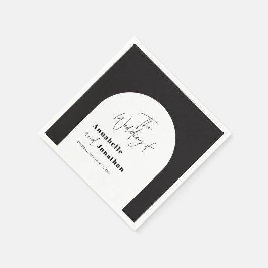 modern elegant script bruiloft met zwarte en witte servet (Hoek)