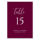 Modern Elegant Script Burgundy Wedding Kaart (Achterkant)