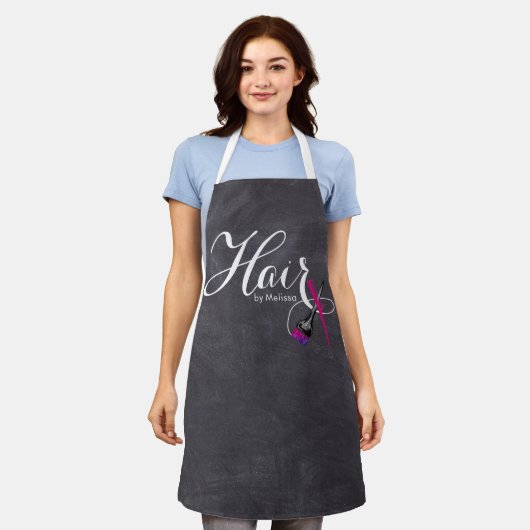 Modern Elegant Script Chalkboard Hair van jou Schort (Gedragen)
