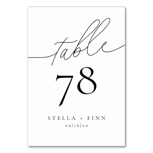 Modern Elegant Script Chic Trouwtafel Nummer Kaart (Achterkant)