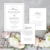 Modern Elegant Script Classic QR Code Bruiloft RSVP Kaartje