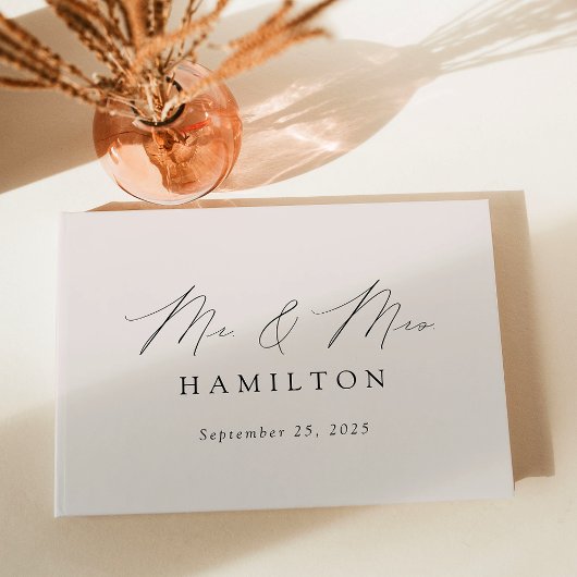 Modern Elegant Script Cream Photo Wedding Gastenboek