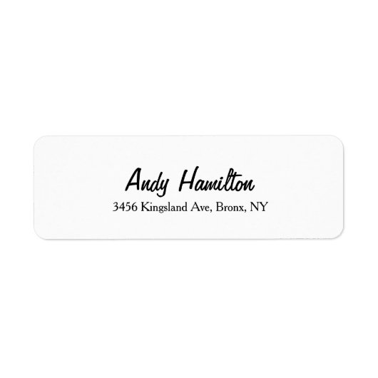 Modern Elegant Script Creative Plain Zwart Wit Etiket (Voorkant)