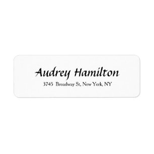 Modern Elegant Script Creative Plain Zwart Wit Etiket
