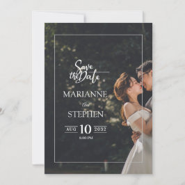 Modern Elegant Script Custom Photo Wedding  Kaart