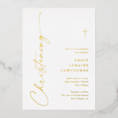 Modern Elegant Script Doopgoud Folie Uitnodiging (Voorkant)