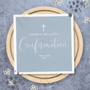 Modern Elegant Script Dusty Blue bevestiging Servet