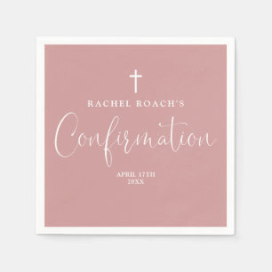 Modern Elegant Script Dusty Roos Roze Bevestiging Servet