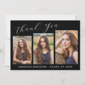 Modern elegant script eenvoudig | 3 Foto-Afstudere Bedankkaart (Voorkant)
