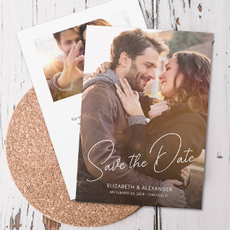 Modern Elegant Script Eenvoudige foto Save The Date