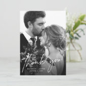 Modern Elegant Script Eenvoudige Trouwfoto Bedankkaart (Staand voorkant)