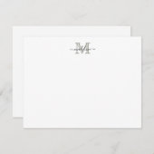 Modern Elegant Script Evergreen Fog Monogram Notitiekaartje (Voorkant / Achterkant)