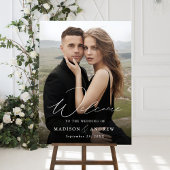 Modern Elegant Script Foto Bruiloft Welkom Acryl Bord