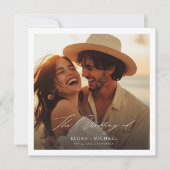 Modern Elegant Script Foto Budget Square bruiloft Kaart (Voorkant)