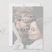 Modern Elegant Script Foto Overlay Bruiloft Kaart (Voorkant)