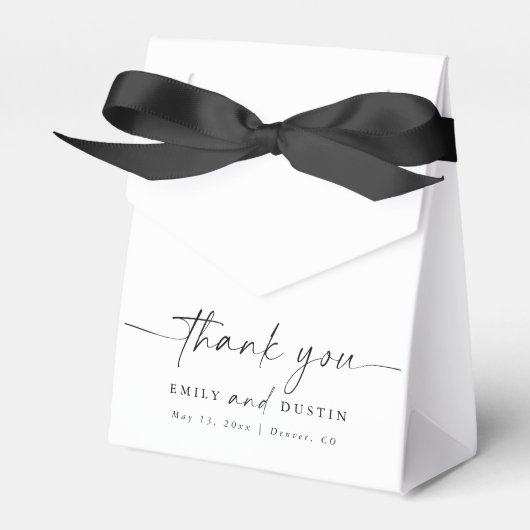Modern Elegant Script gepersonaliseerde bruiloft Bedankdoosjes (Voorkant Zijde)