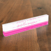 Modern elegant script Girly Professional Pink Naambordje (Zijkant)
