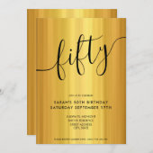 Modern Elegant Script Gold 50th Birthday Kaart (Voorkant / Achterkant)