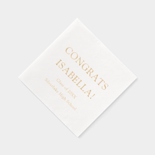 Modern Elegant Script Gold Congrats Afstuderen Folie Servetten (Rechts)