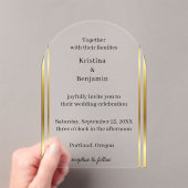 Modern Elegant Script gold wedding Acryl Uitnodigingen (Insitu (Draagbaar))