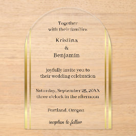 Modern Elegant Script  gold wedding  Acryl Uitnodigingen